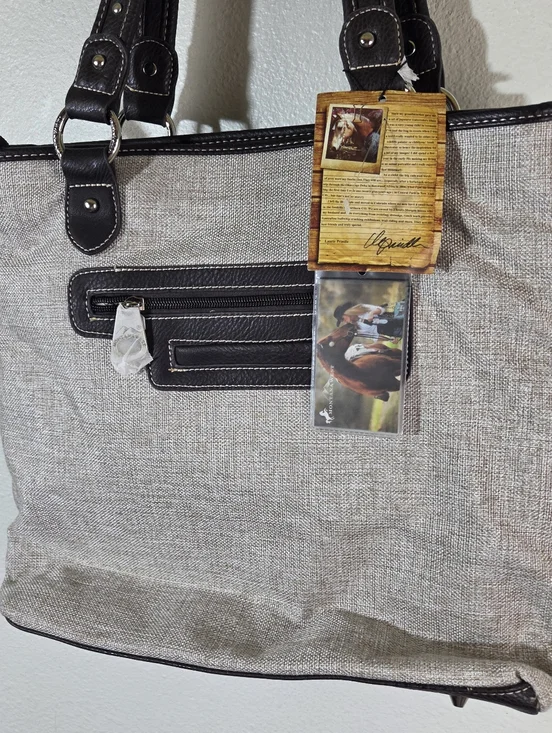 Montana West Horse Canvas Tote Bag NWT Laurie Prindle Western Cowgirl Shoulder - Picture 13 of 15